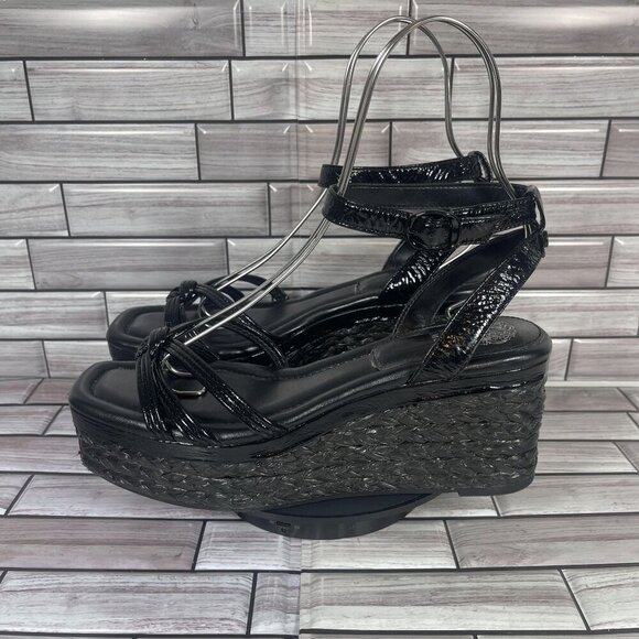Vince Camuto Women's Black Loressa Platform Leather Wedge Sandal‎ Size 10-NEW - Picture 3 of 10